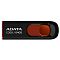 Фото-2 USB-накопитель ADATA Classic C008 64GB, вид сверху крупным планом: чёрный корпус с красным ползунком выдвижного разъёма, белой маркировкой модели и скруглённым отверстием под крепление, для страницы о USB-накопителе.