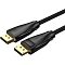 Фото-1 Видео кабель Vention DisplayPort M/DisplayPort M HCCBG 1,5 м, крупный план двух штекеров DisplayPort под углом; чёрные корпуса с логотипом Vention, золотистые коннекторы и плетёная чёрная оплётка, для страницы товара с показом типа разъёмов.