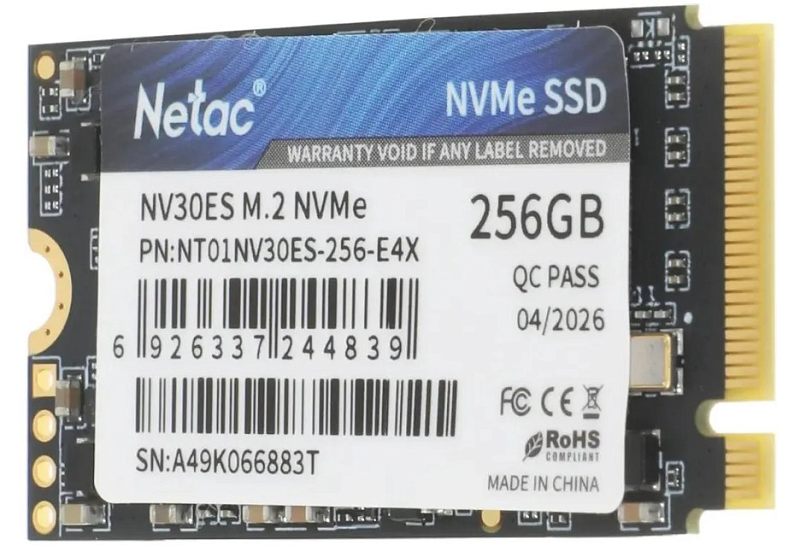 Фото Диск SSD Netac NV30ES M.2 2242 256 ГБ PCIe NVMe PCIe 3.0 x4, NT01NV30ES-256-E4X