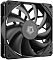 Фото-3 Корпусный вентилятор ID‑COOLING TF‑12025 PRO Black, ракурс под углом: крупная крыльчатка и угловые накладки рамки с крепёжными отверстиями &mdash; важно для оценки формы лопастей и точек крепления при установке.