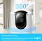 Фото-4 TP-Link Tapo C225 — слайд про панорамный обзор 360°; камера в интерьере комнаты с графикой зоны обзора и стрелкой поворота, надпись «360°»; показывает контекст использования и принцип обзора на странице товара.