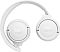 Фото-6 Гарнитура JBL Tune 520BT White, чашка с кнопками крупным планом под углом; видны кнопка питания, индикатор, нижняя панель с клавишами управления и мягкий белый амбушюр; фото показывает конструкцию нижней части чашки на странице товара.