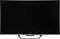 Фото-2 Телевизор Haier Smart TV S4 43 &mdash; фронтальный вид с выключенным экраном; видны тонкие рамки, серебристая нижняя планка с логотипом Haier и центральная подставка с открытой геометрией; изображение показывает внешний вид телевизора без контента на экране.