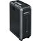Фото-3 Уничтожитель бумаги Fellowes 125Ci, вид под углом с другой стороны: чёрный корпус с серебристой окантовкой, верхний слот подачи и панель индикации, на боковой стенке вентиляционная решётка и окно уровня корзины.