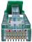 Фото-2 Патч-корд SUPRLAN UTP Cat 5e 10-0156, зелёный, коннектор RJ-45 спереди крупным планом; видны восемь контактов, прозрачный корпус штекера и зелёная защёлка-колпачок. Изображение для страницы товара показывает фронтальный вид разъёма 8P8C.