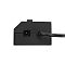Фото-4 USB-хаб Exegate DUB-72SW, крупный план торца: круглый разъём питания и ввод кабеля в корпус, чёрный; показывает расположение разъёмов для питания и кабельного ввода.