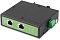 Фото-11 PoE‑инжектор DIGMA DNP90W48GDXM, вид под углом на белом фоне; зелёная панель с портами RJ45 и индикаторами, сбоку клеммная колодка питания; важно для понимания расположения клемм и портов.