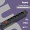 Фото-10 Сетевой фильтр Buro BU-SP1.8-USB-2A-B, промо-изображение общего вида; чёрный корпус с шестью розетками Schuko, красным главным выключателем, кнопкой Reset и двумя USB-портами 1A/2A на торце, показан на фиолетовом фоне; изображение важно для страницы товара, потому что показывает компоновку розеток и USB-разъёмов.