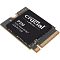 Фото-2 SSD Crucial P310 CT1000P310SSD2, вид под углом спереди; показаны квадратная чёрная наклейка, компактная плата 2230, открытые компоненты по краям и контактный край M.2 справа. Полезно для страницы, потому что помогает рассмотреть толщину и конструкцию короткого модуля.