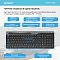 Фото-27 Клавиатура A4Tech Fstyler FBK25 Black, информационный постер с подписями к клавишам: стрелками отмечены цветная панель, блокировка FN, мультимедийные сочетания, индикаторы и переключение между ОС; графика на голубовато-сером фоне для карточки товара, показывает назначение функциональных зон клавиатуры.