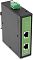Фото-14 PoE‑инжектор Digma DNP30W48GDXM, вертикальный боковой ракурс. На фото видны зелёная клемма питания сверху, два порта RJ‑45 на зелёной панели, чёрный металлический корпус и винтовая сборка боковой крышки. Фото показывает форму корпуса и расположение разъёмов на странице товара.