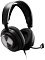 Фото-2 Наушники с микрофоном SteelSeries Arctis Nova Pro, вид спереди справа; показаны овальные амбушюры, широкое оголовье, выдвинутый микрофон с круглой головкой и кабель, подключённый к чашке; чёрный корпус с круглыми металлическими накладками помогает рассмотреть форму чашек и микрофона.
