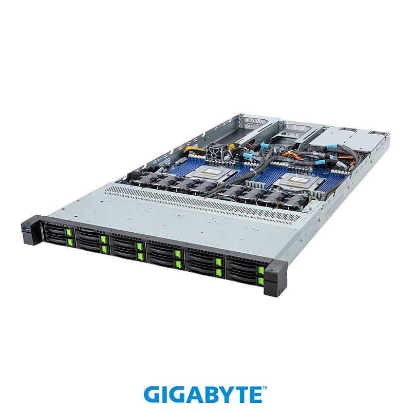 Фото-1 Серверnaya platforma gigabyte r183 zf1 rev aaj1 acj1 12x2 5, фронтальный вид; стоечный корпус с отсеками накопителей, индикаторами и вентиляционными зонами показан для страницы серверного оборудования. Описание фиксирует видимые элементы, чтобы изображение соответствовало теме страницы товара.
