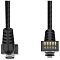 Фото-4 Патч-корд Vention UTP Cat 6A 2 м, чёрный &mdash; вид сзади и спереди на коннекторы; показаны вентиляционные прорези на корпусе, площадка защёлки и контактная группа RJ-45. Подходит для карточки товара и помогает показать форму углового штекера.