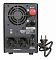 Фото-6 ИБП Powercom Infinity 1100, вид сзади на белом фоне; задняя панель с двумя евророзетками, круглой решёткой вентилятора, USB-портом, кнопкой защиты и подключённым сетевым кабелем с вилкой; для страницы товара важно, потому что показывает задние разъёмы и комплектный кабель.