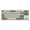 Фото-1 Клавиатура механическая Keychron Q3 Max Q3M-P1P, вид сверху; раскладка TKL без цифрового блока, белый корпус, светлые и серо-зелёные кейкапы, зелёные клавиши Esc и Enter, белый регулятор в правом верхнем углу; фото показывает компоновку клавиш и цветовую схему для карточки товара.