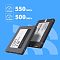 Фото-2 SSD CBR Base 2.5 1 ТБ SATA, инфографика на синем фоне; показаны два ракурса корпуса &mdash; лицевая сторона и обратная сторона с SATA-разъёмом, а также подписи 550 МБ/с на чтение и 500 МБ/с на запись; изображение раскрывает внешний вид и интерфейсную часть для карточки товара.
