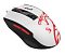 Фото-11 Проводная мышь A4Tech Bloody L65 Max Naraka, ракурс сверху справа; белый корпус с красным рисунком дракона, красными боковыми кнопками и чёрной центральной вставкой; изображение на светлом фоне, важно для страницы товара как показывает декоративное оформление и правую сторону мыши.