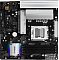Фото-1 Материнская плата ASRock A620AM PRO RS, вид сверху: чёрная плата с сокетом AM5, серебристыми радиаторами (в т.ч. M.2 Armor), четырьмя слотами памяти и полосой подсветки у радиатора чипсета; изображение для оценки компоновки на странице товара.