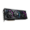 Фото-4 Видеокарта Gigabyte AORUS Radeon RX 9070 XT Elite, вид спереди под углом слева. На фото трёхвентиляторный кожух, подсветка с голубыми и фиолетовыми вставками и металлическая монтажная планка. Для страницы товара это показывает форму передней части и посадочной планки.