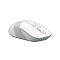 Фото-7 Мышь A4Tech FG1010 White — боковой ракурс: низкий профиль, серые боковые накладки с продольными рёбрами и видимое колесо прокрутки; фото важно для понимания формы корпуса мыши на странице товара.