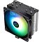 Фото-1 Кулер Thermalright Assassin X Refined SE ARGB AX120 R SE ARGB, вид спереди слева; однобашенный радиатор с подсвеченным ARGB-вентилятором, сверху видны наконечники тепловых трубок и скобы крепления, чёрно-серебристый цвет с многоцветной подсветкой; для страницы товара показывает внешний вид кулера с включённой подсветкой.