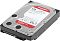 Фото-2 Жёсткий диск 3.5" Western Digital WD Red Plus WD60EFPX &mdash; вид сверху под углом, бело‑красная заводская наклейка с маркировкой WD60EFPX и 6TB на серебристой крышке, чёрный корпус; на торце видны разъёмы подключения на белом фоне; важно для понимания внешнего вида и ориентации торца при установке.