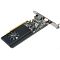 Фото-5 Видеокарта ZOTAC GeForce GT 1030, вид под углом со стороны разъёмов: низкопрофильный чёрный радиатор с вентилятором, на интерфейсной планке расположены HDMI и DVI, изображение показывает торец карты и видеовыходы.