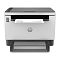 Фото-5 МФУ HP LaserJet Tank 1602w &mdash; фронтальный вид на белом фоне во время печати; лист частично выходит из верхней щели выдачи, передний лоток подачи открыт; важно для страницы товара, так как видно расположение выхода бумаги и фронтального лотка.