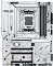 Фото-2 Материнская плата ASUS X870 MAX GAMING WIFI7 W, вид сверху (верхняя часть): сокет AM5 и радиатор VRM, 4 слота памяти справа, разъём питания ATX 24‑pin на кромке; изображение помогает оценить расположение ключевых разъёмов.