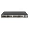 Фото-1 Коммутатор SNR S5110G-48TX-POE, вид спереди: чёрный корпус 1U, 48 портов RJ‑45 в четыре группы, справа четыре uplink‑порта и консольный порт, на светлом фоне для страницы товара и оценки плотности портов.