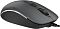 Фото-3 Проводная мышь A4Tech Fstyler FM26 USB Smoky Grey, вид спереди-слева под углом в тёмно-сером цвете; на фото видны колесо прокрутки, центральная кнопка за колесом и светлая декоративная вставка по боковой линии. Подходит для страницы товара, потому что показывает переднюю часть корпуса и верхние элементы управления.