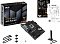 Фото-4 Материнская плата ASUS TUF GAMING X870-PLUS WIFI, комплект на фото: коробка, плата, инструкция/наклейки, кабели SATA, крепёж и внешняя Wi‑Fi антенна. Видны чёрные радиаторы платы и печатные материалы справа сверху. Изображение показывает состав комплекта для страницы товара.
