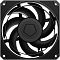 Фото-1 Корпусный вентилятор ID-COOLING AT-120-K, вид спереди; на фото чёрная квадратная рамка, семь чёрных лопастей и четыре монтажных отверстия; изображение показывает лицевую сторону 120 мм вентилятора для страницы товара.