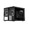 Фото-7 Корпус ПК Fractal Design Node 804, чёрный &mdash; вид изнутри на отсек материнской платы; установлен задний вентилятор Fractal, на задней стенке два круглых выреза под вентиляторы и ряд слотов расширения. Контекст: показ зоны установки материнской платы и заднего охлаждения.