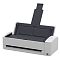 Фото-2 Сканер Fujitsu ScanSnap iX1300 PA03805-B001, вид спереди с открытым автоподатчиком; белый корпус, тёмно-серый внутренний лоток и поднятая направляющая для бумаги, кнопка Scan расположена справа; изображение показывает рабочее положение устройства для страницы товара сканера.