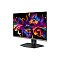 Фото-3 Игровой монитор MSI MPG 271QRX QD‑OLED, вид спереди под углом справа: плоская панель с тонкими рамками, серая нижняя рамка с логотипом msi, стойка и широкая база &mdash; дополнительный ракурс внешнего вида на белом фоне.