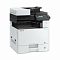Фото-3 МФУ Kyocera ECOSYS M8124cidn, вид спереди под углом; белый корпус с тёмной верхней частью, выносная панель управления с экраном и клавиатурой, сверху автоподатчик документов; на белом фоне для карточки товара, чтобы рассмотреть панель и верхний блок сканирования.