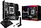 Фото-20 Материнская плата ASUS ROG STRIX X870-I GAMING WIFI mini-ITX AM5, презентация набора с коробкой и аксессуарами. На фото видны плата, коробка, внешний модуль STRIX HIVE II и внешняя антенна Wi-Fi на подставке, цветовая схема чёрная с красно-фиолетовой упаковкой. Для карточки товара это фото важно, чтобы быстро показать основной комплект и внешний вид упаковки.