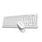 Фото-12 Комплект A4Tech FG1010 White — диагональный ракурс: белая клавиатура и мышь с серыми боковинами, мышь показана с видимым колесом и кнопками; фото важно для демонстрации дизайна набора в карточке товара.