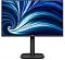 Фото-1 Монитор Philips 24B2N3200J, 23,8 дюйма &mdash; вид спереди с включённым экраном; тонкие рамки, чёрный корпус, овальное основание и синие абстрактные линии на дисплее, фото показывает фронтальный вид модели на странице товара.
