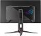 Фото-2 Монитор ASUS PG32UCDM3, вид сзади; двухтональная задняя панель с диагональным разделением фактур, подсвечиваемый логотип ROG и центральная стойка с кабельным проёмом; фото показывает тыльную конструкцию корпуса и подставки.