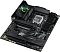 Фото-6 Материнская плата ASUS ROG Strix Z890-F Gaming WiFi &mdash; вид под углом сверху: декоративный экран/панель STRIX на кожухе I/O, сокет LGA1851 и длинные кожухи M.2; показывает конструкцию и высоту элементов для установки в корпус.