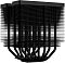 Фото-5 Кулер для процессора ID-Cooling FROZN A720 Black, вид сбоку: плотные чёрные рёбра радиатора и изогнутые тепловые трубки, основание внизу. На белом фоне &mdash; помогает оценить толщину радиатора и расположение теплотрубок.