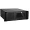 Фото-1 Корпус ExeGate Pro 4U4021S rack, вид спереди слева: чёрное шасси с боковой вентиляционной перфорацией, передняя дверца с замком и прямоугольным окном, монтажные ручки; на белом фоне для страницы товара, чтобы показать внешний вид и доступ к фронтальной панели.