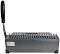 Фото-4 Переплётчик Office Kit B2112N A4, вид сбоку, корпус с наклейкой маркировки и поднятый рычаг, сверху ряд металлических штырей, чёрный.