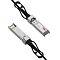 Фото-1 Кабель SFP28–SFP28 FIBO FT‑S25‑DAC, крупный план: один модуль с наклейкой «FIBO», второй показан с открытым торцом и видимыми контактами; чёрные петли‑защёлки. Фото важно для сверки маркировки и типа разъёма.