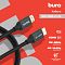 Фото-1 Видеокабель Buro BHP-HDMI-2.1-2G HDMI&ndash;HDMI 2 м, крупный план разъёмов на промо-макете; показаны два штекера HDMI в графитовых металлических корпусах, чёрный кабель и маркировка HDMI 8K на корпусе; фото важно для страницы товара, потому что показывает исполнение коннекторов и серию кабеля HDMI 2.1.