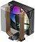 Фото-8 Кулер для процессора ID-COOLING SE-903 XT V2 ARGB, схема с прозрачным корпусом; показаны тепловые трубки внутри радиатора и вентилятор за ламелями с подсветкой, вид под углом; изображение помогает понять внутреннюю компоновку охлаждения.