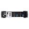 Фото-2 KVMP‑переключатель ATEN CS1822, задняя панель: порт SERIAL (RJ‑45), вход питания DC 5V, USB‑порты, HDMI для консоли, секции CPU1/CPU2 с HDMI, USB‑B (синий) и аудио; чёрная панель — помогает определить все разъёмы подключения.